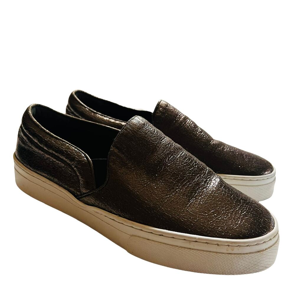 Schutz Leather Bronze Metallic Slip On Sneakers Size 8